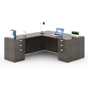 Commercial Office Suite - Executive L-Shape Corner Desk with Dual File Storage Pedestals