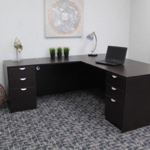 Commercial Office Suite - Executive L-Shape Corner Desk with Dual File Storage Pedestals