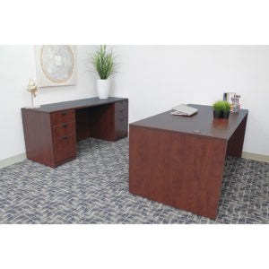 BOSS Office Suite - Desk and Credenza with Dual File Storage Pedestals