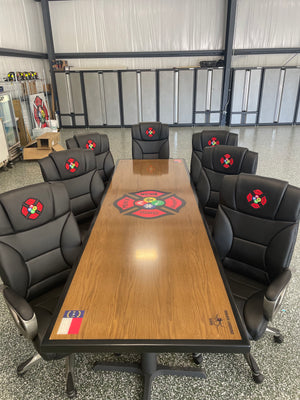 Custom Wood-Top Firehouse Conference/Dining Table