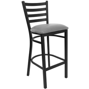 Duty-Built® Ladder-Back Metal Barstool - Padded Seat